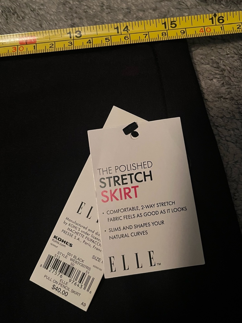 NWT Elle Ultra-Stretch Ponte Pull-On Pencil Skirt in Black Size Medium - Picture 2 of 5